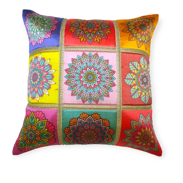 Set_Of_5_Pink_Polyester_Rangoli_Design_Cushion_Cover_[16x16_Inches]