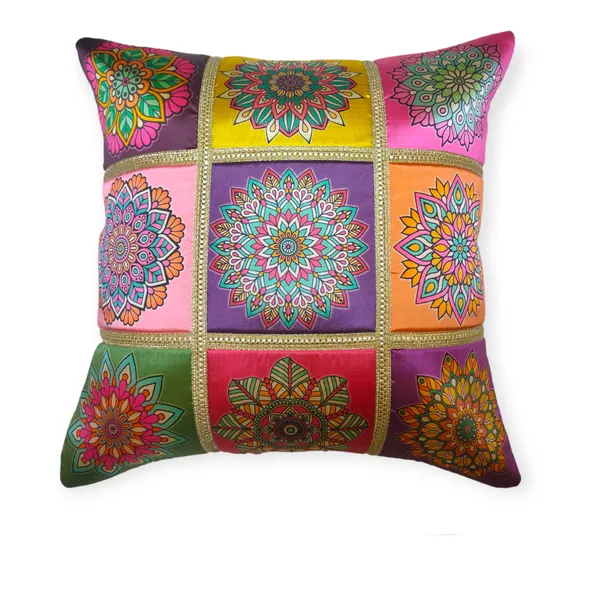 Set_Of_5_Purple_Polyester_Rangoli_Design_Cushion_Cover_[16x16_Inches]