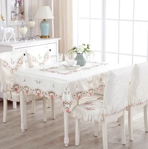 Cream_Satin_Embroidery_Design_Rectangle_Dining_Table_Cover