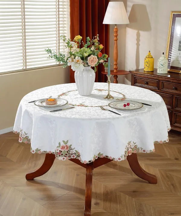 Peach_Satin_Leaf_Wht_Design_Table_Cover_Round