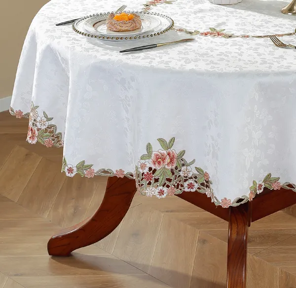 Peach_Satin_Leaf_Wht_Design_Table_Cover_Round
