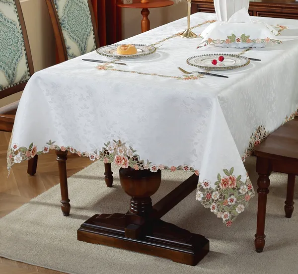 Peach_Satin_Leaf_Wht_Design_Table_Cover