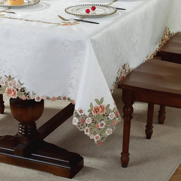 Peach_Satin_Leaf_Wht_Design_Table_Cover