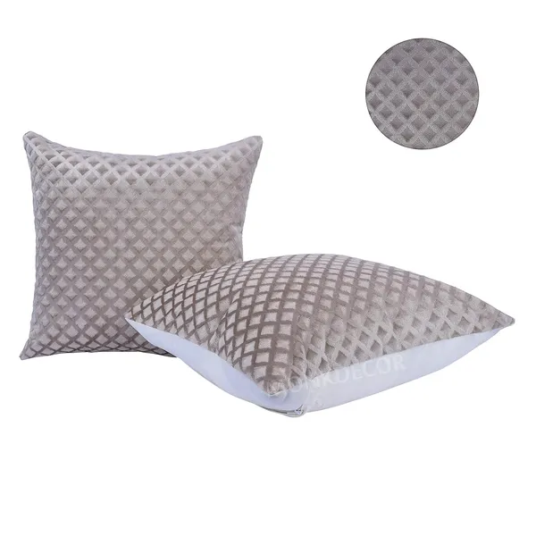 Set_Of_5_Cappuccino_velvet_Self_Check_Design_Cushion_Cover_[16x16_Inches]
