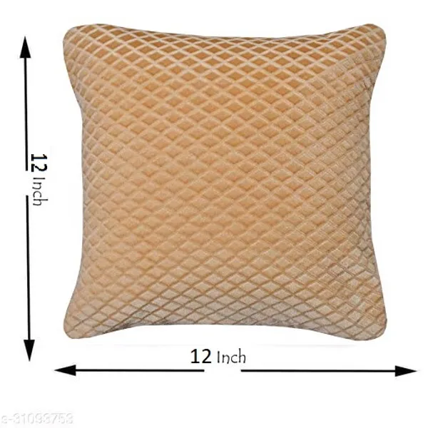 Set_Of_5_Fawn_velvet_Self_Check_Design_Cushion_Cover_[16x16_Inches]