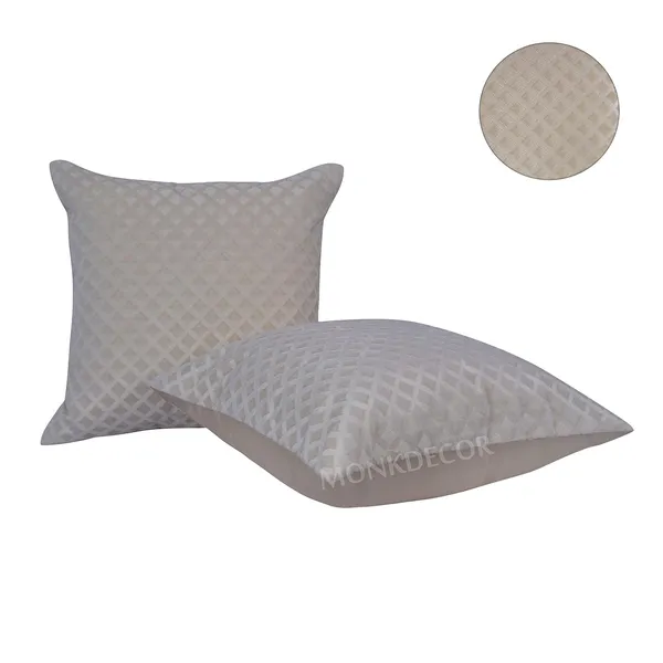 Set_Of_5_Off_White_velvet_Self_Check_Design_Cushion_Cover_[16x16_Inches]