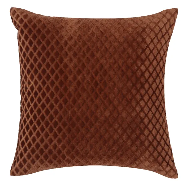 Set_Of_2_Copper_velvet_Self_Check_Design_Cushion_Cover_[24x24_Inches]