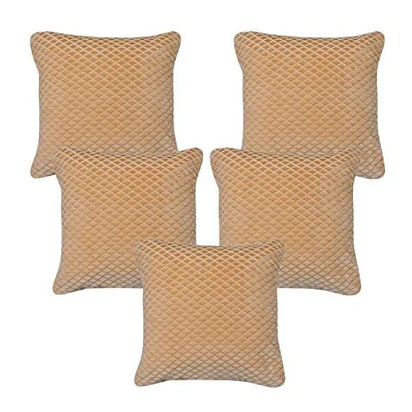 Set_Of_2_Fawn_velvet_Self_Check_Design_Cushion_Cover_[24x24_Inches]