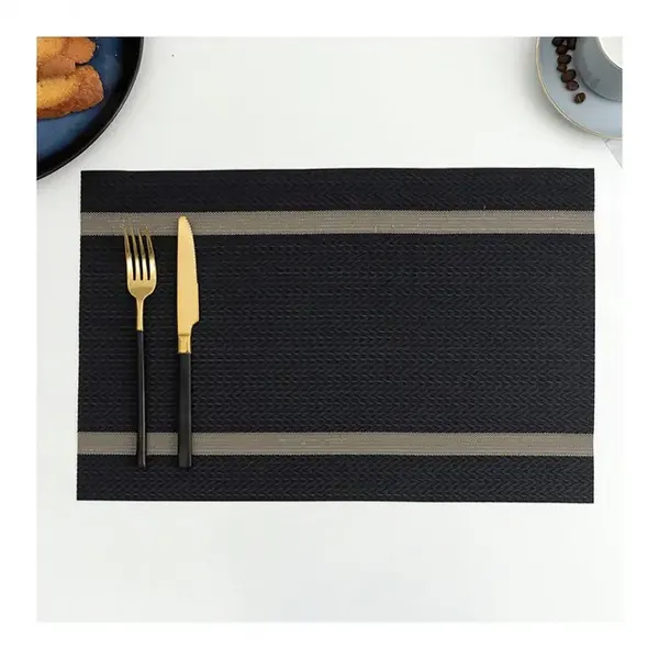 Pack_of_8_Black_Pvc_Check_Box_Basket_Heat_Resistant_Dining_Table_Placemats-_[12x18_Inches]