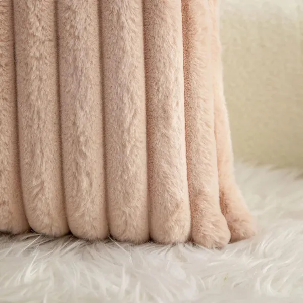 Set_Of_2_Beige_velvet_Stripe_Fur_Design_Cushion_Cover
