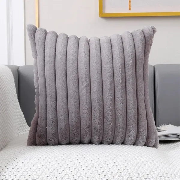 Set_Of_2_Grey_velvet_Stripe_Fur_Design_Cushion_Cover