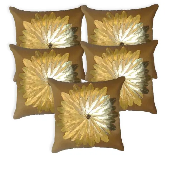 Set_Of_5_Gold_Silk_Sunshine_Design_Cushion_Cover_[16x16_Inches]