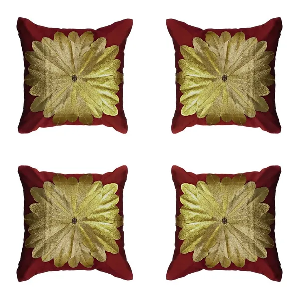 Set_Of_5_Maroon_Silk_Sunshine_Design_Cushion_Cover_[16x16_Inches]