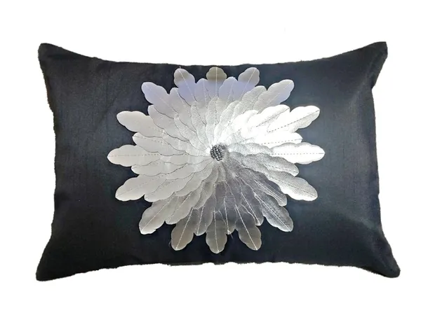 Set_Of_2_Black_Silk_Sunshine_Design_Cushion_Cover_[12x18_Inches]