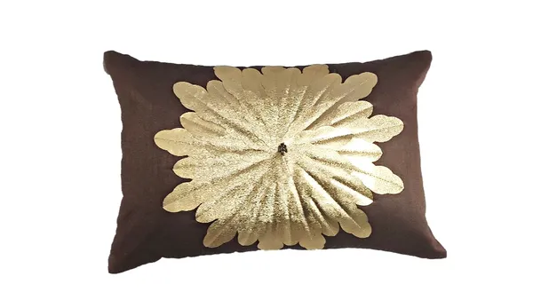 Set_Of_2_Brown_Silk_Sunshine_Design_Cushion_Cover_[12x18_Inches]