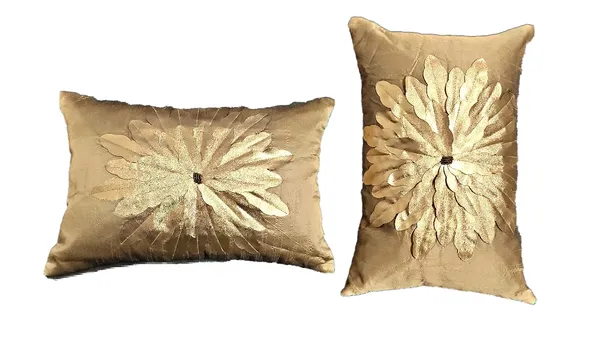 Set_Of_2_Gold_Silk_Sunshine_Design_Cushion_Cover_[12x18_Inches]
