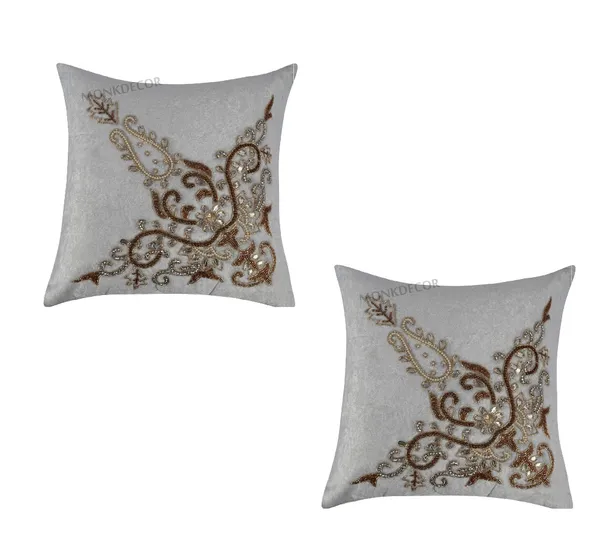 Set_Of_2_White_velvet_Trishul_Design_Cushion_Cover_[16x16_Inches]