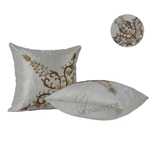 Set_Of_2_White_velvet_Trishul_Design_Cushion_Cover_[16x16_Inches]