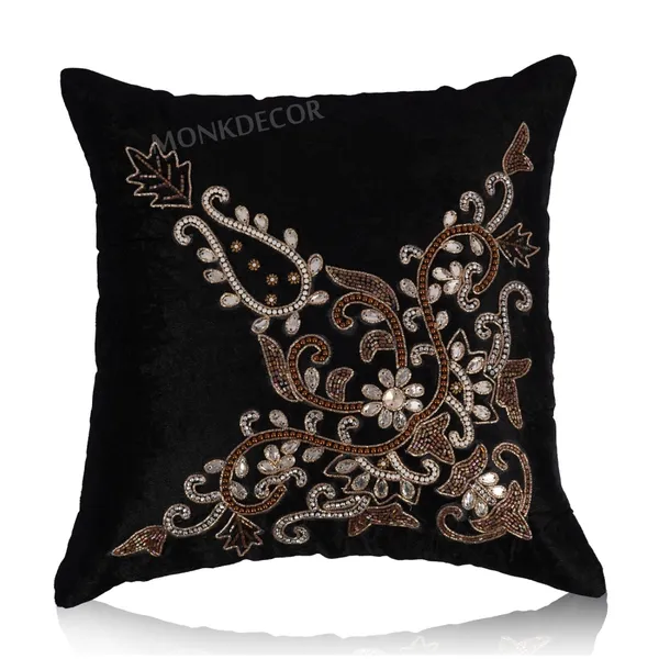 Set_Of_5_Black_velvet_Trishul_Design_Cushion_Cover_[16x16_Inches]