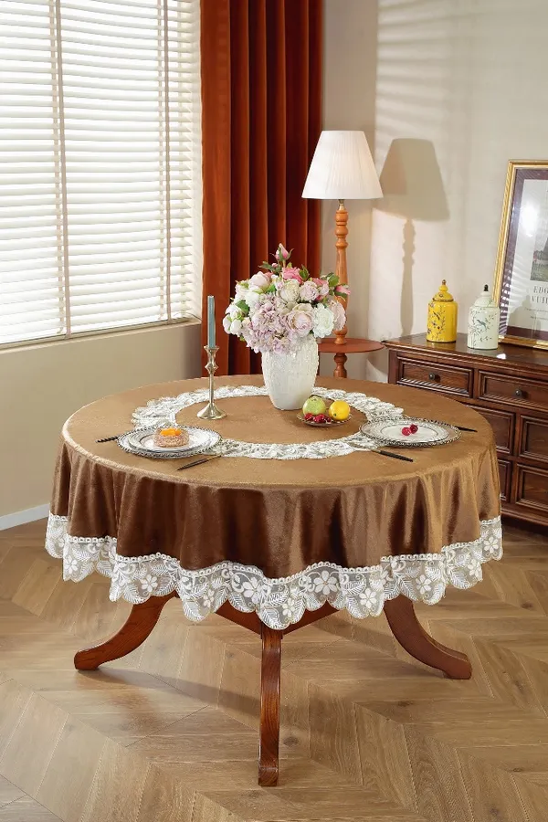 Brown_Velvet_Lace_Embroidery_Design_Table_Cover_Round