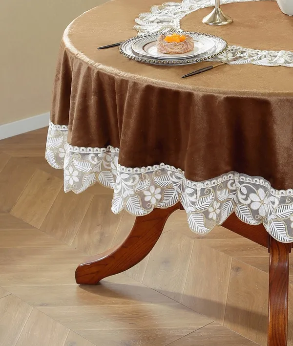 Brown_Velvet_Lace_Embroidery_Design_Table_Cover_Round