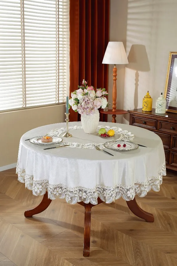 White_Velvet_Lace_Embroidery_Design_Table_Cover_Round_[72_Inches_Round]
