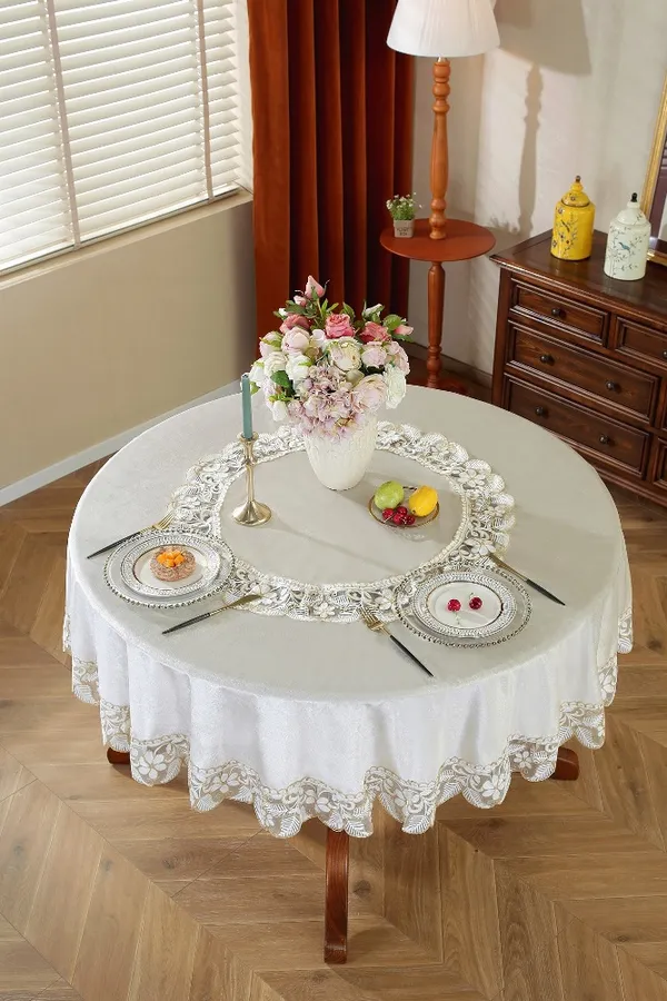 White_Velvet_Lace_Embroidery_Design_Table_Cover_Round_[72_Inches_Round]