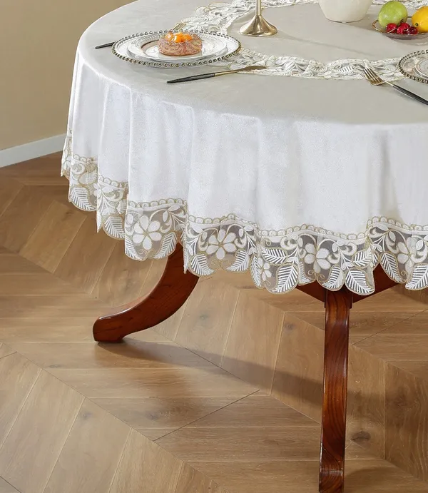 White_Velvet_Lace_Embroidery_Design_Table_Cover_Round_[72_Inches_Round]