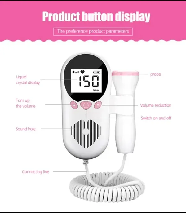 Dmedicare_Fetal_Doppler_Your_Portable_Pregnancy_Companion_with_50-230MHz_LCD_Display_Pink_Fetal_Doppler