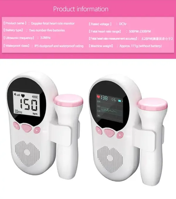 Dmedicare_Fetal_Doppler_Your_Portable_Pregnancy_Companion_with_50-230MHz_LCD_Display_Pink_Fetal_Doppler
