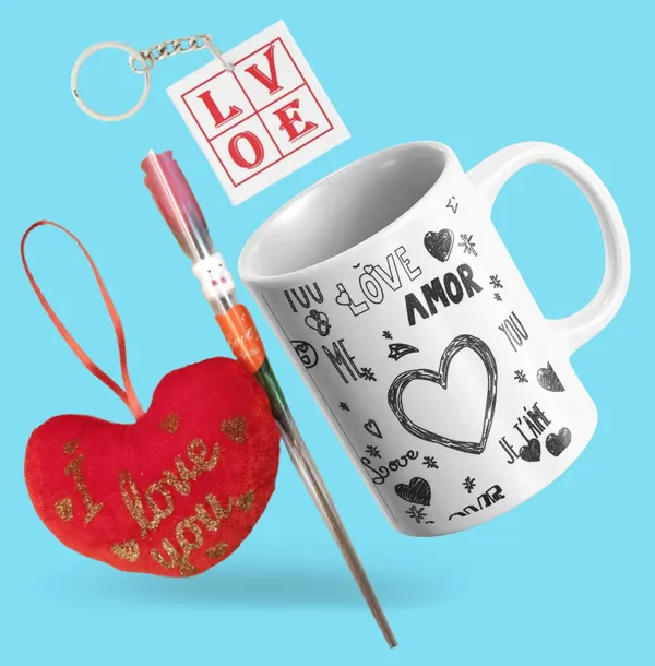 Combo_Pack_Of_4_White_Valentine_Week_Gift_For_Girlfriend,_Wife,_Boyfriend_&_Husband_-_Valentines_Day_Gift_Pack_(Mug,_Small_Cushion,_Artificial_Rose,_Keychain)