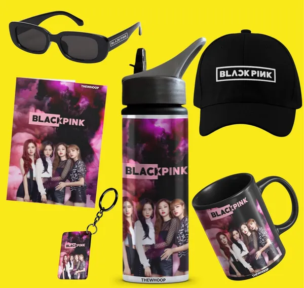 Combo_Pack_Of_6_Black_Printed_Black_Girls_Group_Army_Kpop_Gift_|_Mug(350Ml),_Sipper_Bottle(750Ml),_Keychain,_Sunglass,_Cap,_Greeting_Card,_Gift_Set_For_Black_Fans