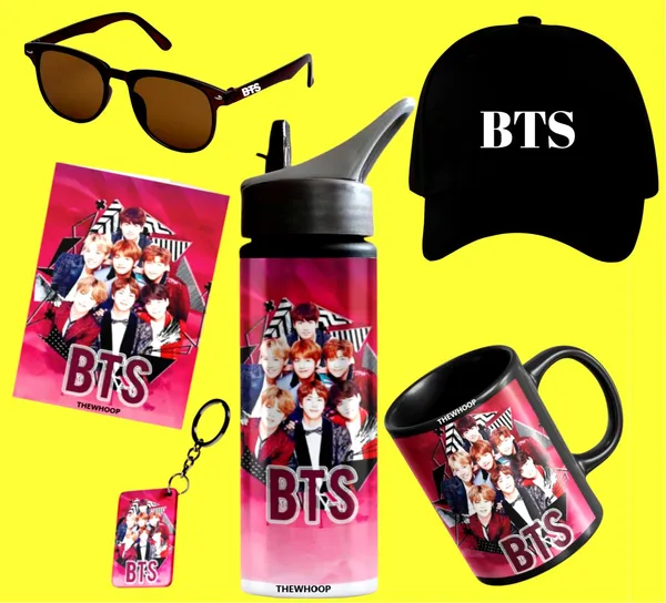 Combo_Pack_Of_6_Red_Printed_Bts_Boys_Group_Kpop_Army_|_Mug,_Gym_Sipper,_Keychain,_Sunglass,_Cap,_Greeting_Card,_Birthday_Gift_Set_For_Bts_Fans