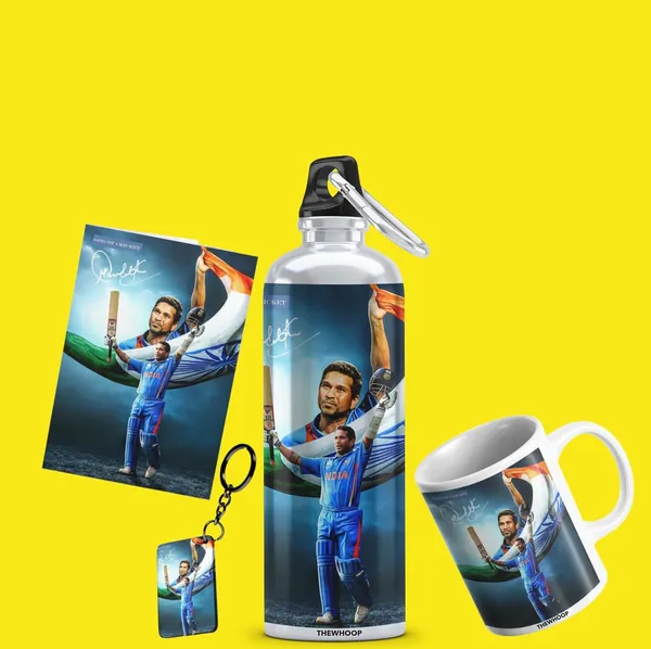 Combo_Pack_Of_6_White_Printed_Indian_Cricketers_Gift_|_Mug,_Sipper_Bottle,_Keychain,_Sunglass,_Cap,_Greeting_Card,_Birthday_Gift_Set_For_Cricket_Fans_(Sachin_Tendulkar)