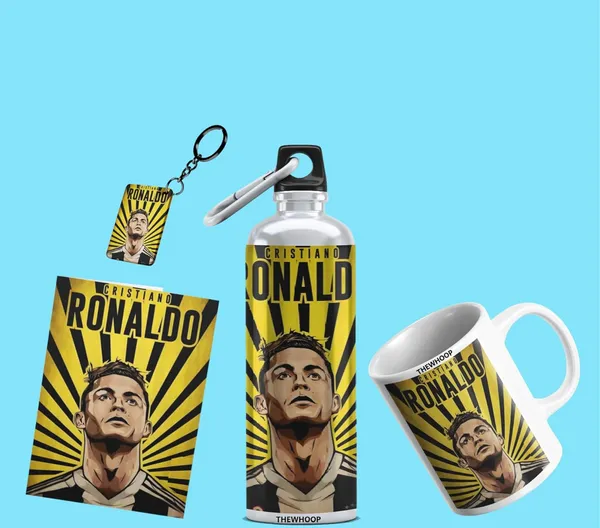 Combo_Pack_Of_6_Yellow_Printed_Cristiano_Ronaldo_Gift_|_Mug_(350Ml),_Sipper_Bottle_(750Ml),_Keychain,_Sunglass,_Cap,_Greeting_Card,_Birthday_Gift_Set_For_Cristiano_Ronaldo_Fans