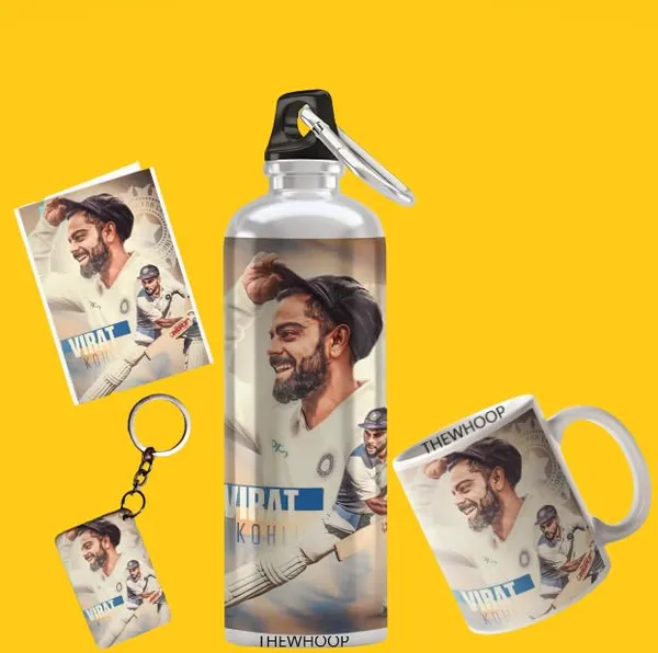 Combo_Pack_Of_6_White_Printed_Virat_Kohli_Gift_|_Mug,_Sipper_Bottle,_Keychain,_Sunglass,_Cap,_Greeting_Card,_Birthday_Gift_Set_For_Virat_Kohli_Fans