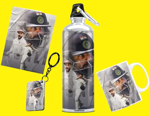 Combo_Pack_Of_6_White_Printed_Virat_Kohli_Gift_|_Mug,_Sipper_Bottle,_Keychain,_Sunglass,_Cap,_Greeting_Card,_Birthday_Gift_Set_For_Virat_Kohli_Fans
