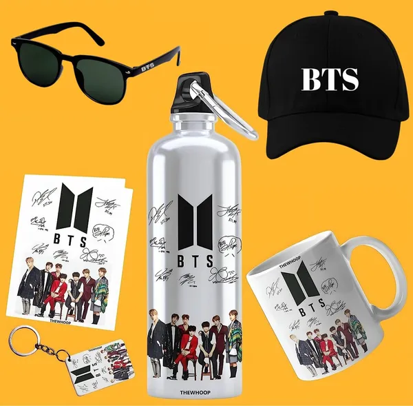Combo_Pack_Of_6_White_Printed_Bts_Team_Army_Kpop_Gift_|_Mug,_Sipper_Bottle,_Keychain,_Sunglass,_Cap,_Greeting_Card,_Birthday_Gift_Set_For_Bts_Fans