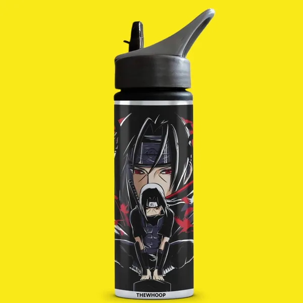 Combo_Pack_Of_6_Black_Printed_Anime_Characters_Design_Gift_|_Mug(350Ml),_Sipper_Bottle(750Ml),_Keychain,_Sunglass,_Cap,_Card,_Gift_Set_For_Itachi_Luffy_Saitama_Anime_Fans_Otaku_(Itachi_-_Anime)