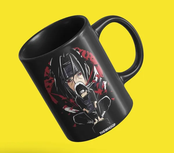 Combo_Pack_Of_6_Black_Printed_Anime_Characters_Design_Gift_|_Mug(350Ml),_Sipper_Bottle(750Ml),_Keychain,_Sunglass,_Cap,_Card,_Gift_Set_For_Itachi_Luffy_Saitama_Anime_Fans_Otaku_(Itachi_-_Anime)