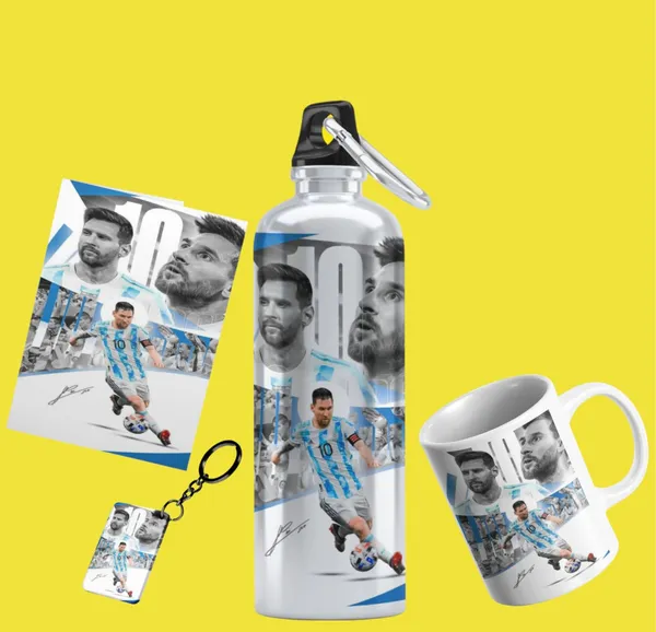 Combo_Pack_Of_6_White_Printed_Lionel_Messi_Gift_|_Mug(350Ml),_Sipper_Bottle(750Ml),_Keychain,_Sunglass,_Cap,_Greeting_Card,_Birthday_Gift_Set_For_Lionel_Messi_Fans