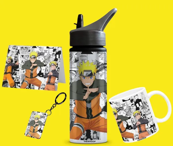 Combo_Pack_Of_6_Black_Printed_Anime_Characters_Design_Gift_|_Mug(350Ml),_Sipper_Bottle(750Ml),_Keychain,_Sunglass,_Cap,_Card,_Gift_Set_For_Itachi_Luffy_Saitama_Anime_Fans_Otaku_(Naruto_-_Anime)