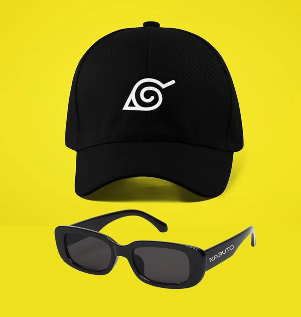 Combo_Pack_Of_6_Black_Printed_Anime_Characters_Design_Gift_|_Mug(350Ml),_Sipper_Bottle(750Ml),_Keychain,_Sunglass,_Cap,_Greeting_Card,_Gift_Set_For_Naruto_Itachi_Anime_Fans_Otaku