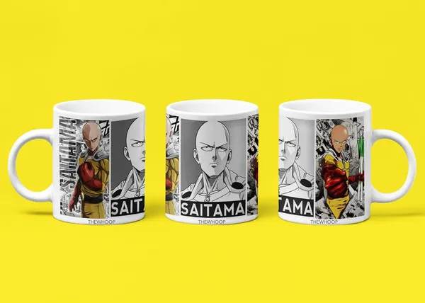 Combo_Pack_Of_6_Black_Printed_Anime_Characters_Design_Gift_|_Mug(350Ml),_Sipper_Bottle(750Ml),_Keychain,_Sunglass,_Cap,_Card,_Gift_Set_For_Itachi_Luffy_Saitama_Anime_Fans_Otaku_(Saitama_-_Anime)