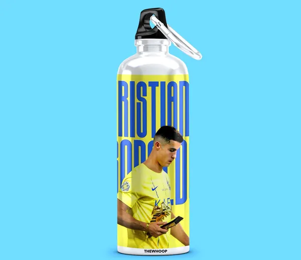 Combo_Pack_Of_6_Golden_Printed_Cristiano_Ronaldo_Gift_|_Mug_(350Ml),_Sipper_Bottle_(750Ml),_Keychain,_Sunglass,_Cap,_Greeting_Card,_Birthday_Gift_Set_For_Cristiano_Ronaldo_Fans