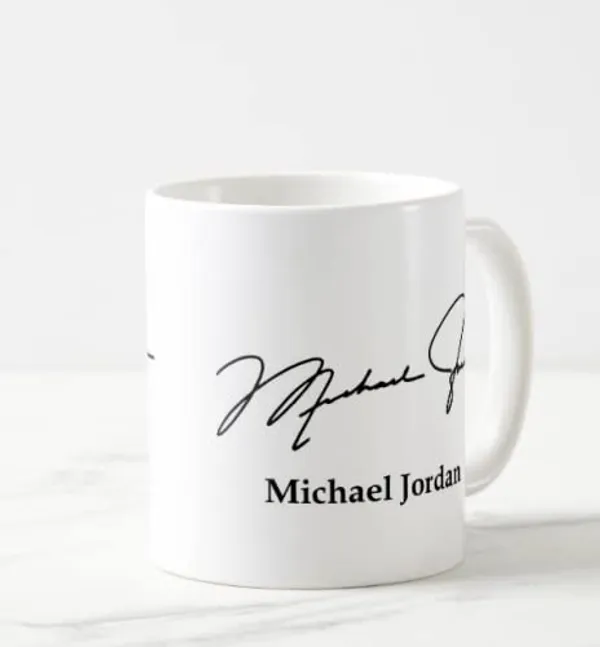 White_Printed_Autograph_Ceramic_New_Coffee_Mug_(Jordan)