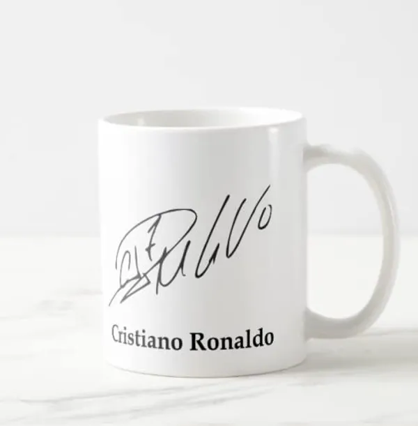 White_Printed_Autograph_Ceramic_New_Coffee_Mug_(Ronaldo)