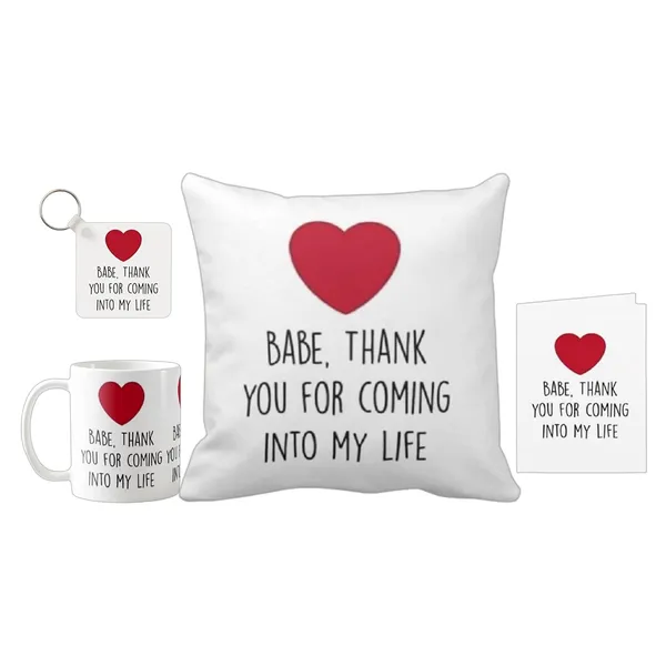 Combo_Pack_Of_4_White_Valentines_Gift_|_1_Cushion,_1_Mug,_1_Keychain,_1_Gift_Card_Gift_For_Couples_(Babe_Thank_U_Cushion)