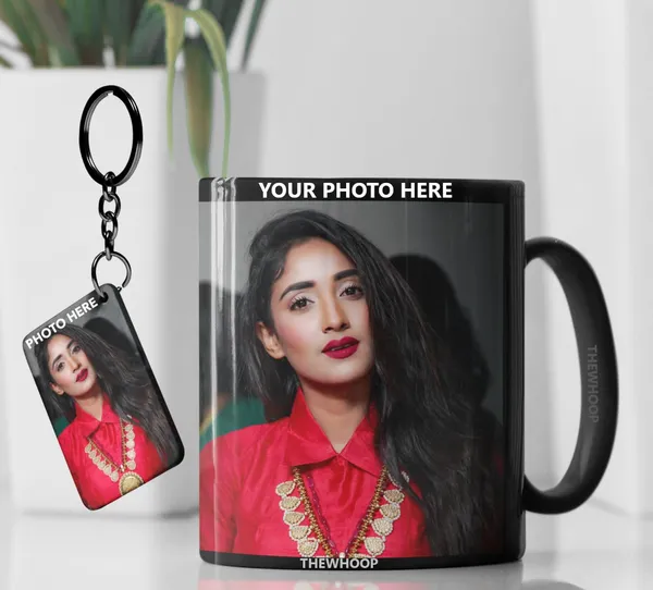 Combo_Pack_Of_2_Black_Personalized_Ceramic_Photo_Mug_And_Keychain_|_Anniversary/_Birthday_Gift_Customized_Mug_And_Keychain_Combo_With_Your_Photo,_Name_Or_Any_Caption