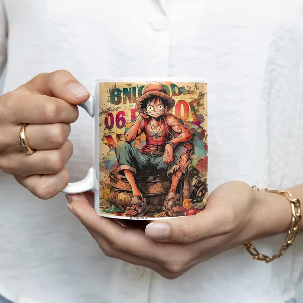 Combo_Pack_Of_2_White_Anime_Naruto/_Goku/_Luffy_Gift_Ceramic_Coffee_Mug_350_Ml_With_Keychain_(Anime-Luffy)